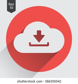 Download From Cloud Flat Icon. Simple Symbol Of Technology. Vector Illustrated Sign
