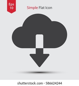 Download From Cloud Flat Icon. Simple Symbol Of Technology. Vector Illustrated Sign