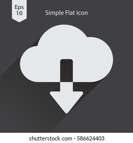 Download From Cloud Flat Icon. Simple Symbol Of Technology. Vector Illustrated Sign