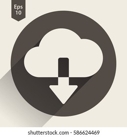 Download From Cloud Flat Icon. Simple Symbol Of Technology. Vector Illustrated Sign