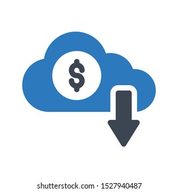 download cloud glyph colour vector icon