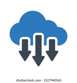 download cloud glyph colour vector icon