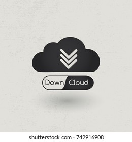 Download cloud in grey color with text and shadow