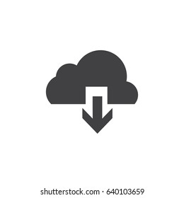 Download cloud icon in black on a white background. Vector illustration