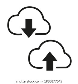 Download cloud icon. Black. Vector graphics