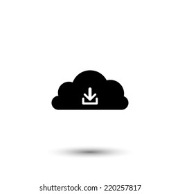 Download from cloud icon - black vector illustration