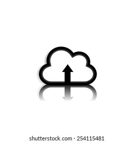 Download from cloud icon - black vector illustration with reflection