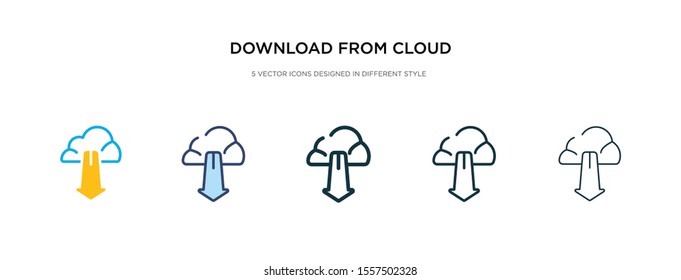 download from cloud icon in different style vector illustration. two colored and black download from cloud vector icons designed in filled, outline, line and stroke style can be used for web,