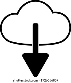 Download from cloud icon. Flat design, black and white vector