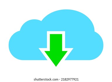 Download from cloud icon. Flat style. Vector illustration isolated on white background.