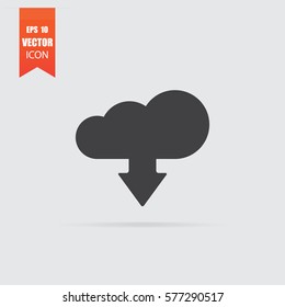 Download from cloud icon in flat style isolated on grey background. For your design, logo. Vector illustration.