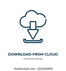 Download from cloud icon. Linear vector illustration from multimedia marketing collection. Outline download from cloud icon vector. Thin line symbol for use on web and mobile apps, logo, print media.