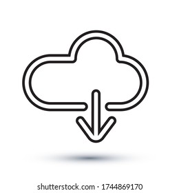 Descargar icono de la nube, símbolo del vector de contorno, pictograma de estilo lineal aislado en blanco. Símbolo, ilustración del logotipo. Trazo editable. Ilustración vectorial Eps10.