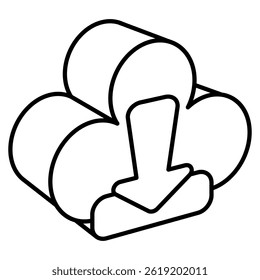 Download Cloud icon represented by Simple Download Cloud icon Line style.