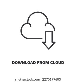 descargar del icono de nube. Descarga de línea delgada del icono de nube de la colección de marketing. Vector de contorno aislado en fondo blanco. La descarga editable desde el símbolo de la nube puede ser usada web y móvil