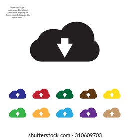 Download from cloud icon. Upload button. Load symbol.