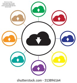 Download from cloud icon. Upload button. Load symbol.