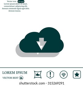 Download from cloud icon. Upload button. Load symbol.