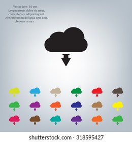 Download from cloud icon. Upload button. Load symbol.