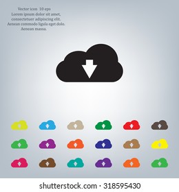Download from cloud icon. Upload button. Load symbol.