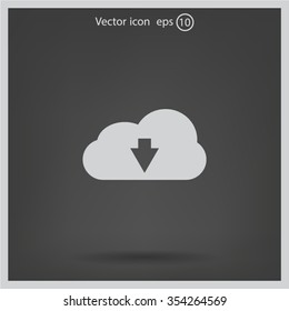 Download from cloud icon. Upload button. Load symbol.
