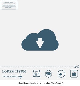 Download from cloud icon. Upload button. Load symbol.