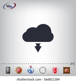 Download from cloud icon. Upload button. Load symbol.