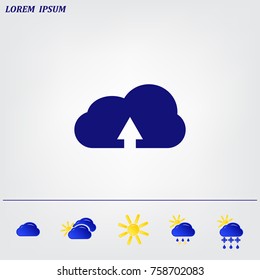 Download from cloud icon. Upload button. Load symbol.