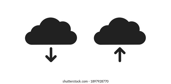 Download Cloud Icon. Upload Data Symbol. Web File Outline Sign In Vector Flat Style.