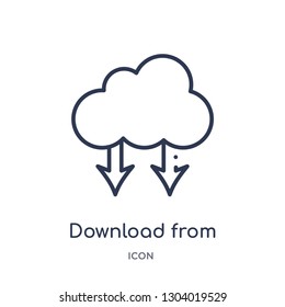 download from the cloud icon from the cloud icon from user interface outline collection. Thin line download from the cloud icon isolated on white background.