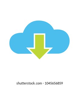 Download cloud icon, vector download illustration, cloud computing
