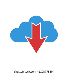 Download cloud icon, vector download illustration