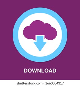 Download cloud icon, vector download illustration, cloud computing