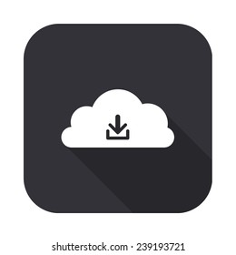download from cloud icon - vector illustration with long shadow isolated on gray
