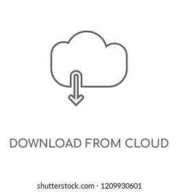 Download from Cloud linear icon. Download from Cloud concept stroke symbol design. Thin graphic elements vector illustration, outline pattern on a white background, eps 10.