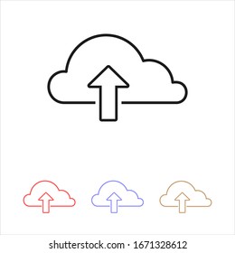 Descargar nube, icono lineal. Conjunto de colores diferentes