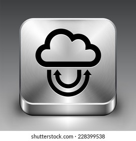 Download Cloud on Silver Square Button