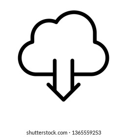 Download from cloud. Online hosting storage. Linear vector icon.