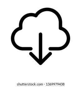 Download from cloud. Online hosting storage. Linear vector icon.