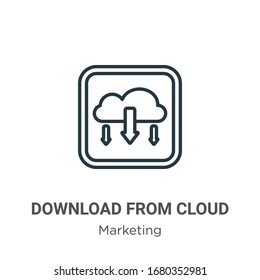 Descargar desde el icono vectorial del contorno de nube. Descarga en negro en línea delgada del icono de nube, vector plano ilustración de elemento simple del concepto de marketing editable trazo aislado en fondo blanco