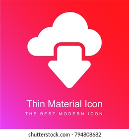 Download from cloud red and pink gradient material white icon minimal design