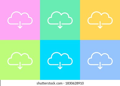 Download from cloud server, drive  vector icon, install symbol with colorful background. Modern, simple flat vector illustration for web site or mobile app