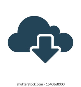 Download from the cloud service. Cloud Computing Icon. Simple glyph style. Perfect symmetrical.