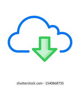 Download from the cloud service. Cloud Computing Icon. Simple outline icon style. Perfect symmetrical.
