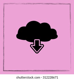 Download from cloud sign icon, vector illustration. Flat design style 
