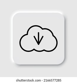 Download, cloud simple icon vector. Flat design. Neumorphism design.ai