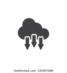 Download from cloud vector icon. filled flat sign for mobile concept and web design. Cloud computing and arrows down glyph icon. Symbol, logo illustration. Vector graphics