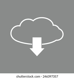  Download from Cloud. Vector  icon. The illustration on gray background
