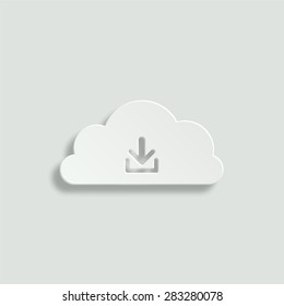 download from cloud vector icon - paper illustration