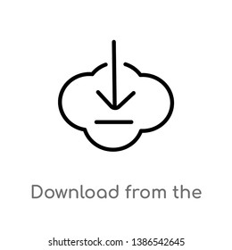 download from the cloud vector line icon. Simple element illustration. download from the cloud outline icon from the cloud vector icon. isolated black simple line element illustration